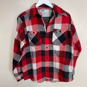 Vintage Mr Leggs Flannel Button Down Medium Black Red White